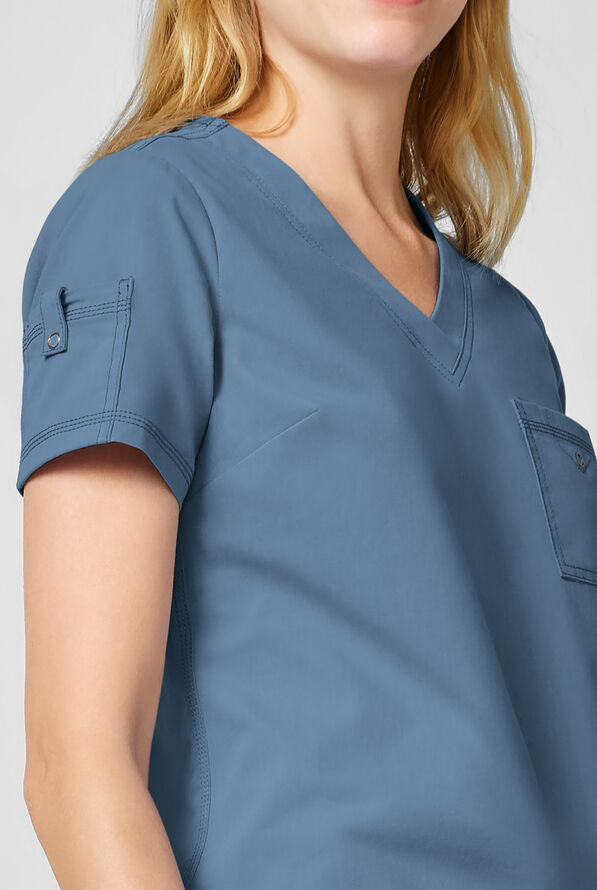 Dickies Forge Women's 2-Pocket Tuck-In V-Neck Scrub Top - Vintage Blue - 2