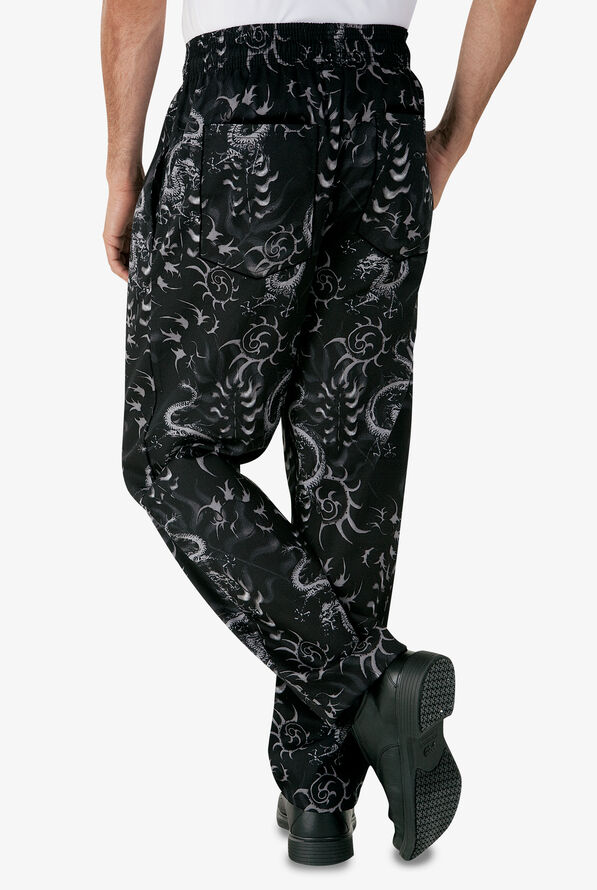 Baggy Printed Chef Pants - Asian Dragon Black - null - 2
