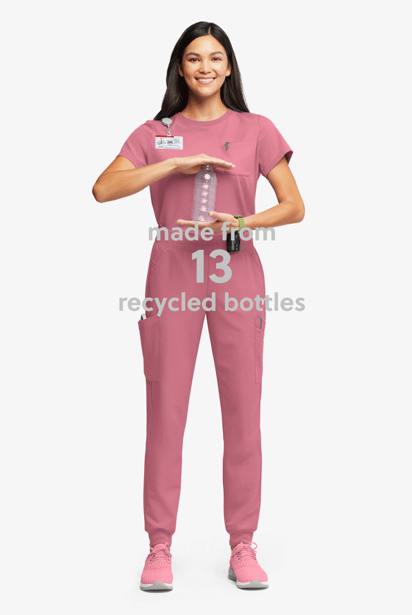 Pantalón médico ReSurge Amber estilo jogger con piernas pitillo y 7 bolsillos para mujer - Tea Rose - 5