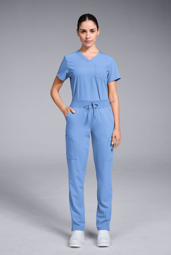 Hypothesis Women's Base 7-Pocket Straight Leg Cargo Scrub Pant - Tall - Ceil Blue - 5
