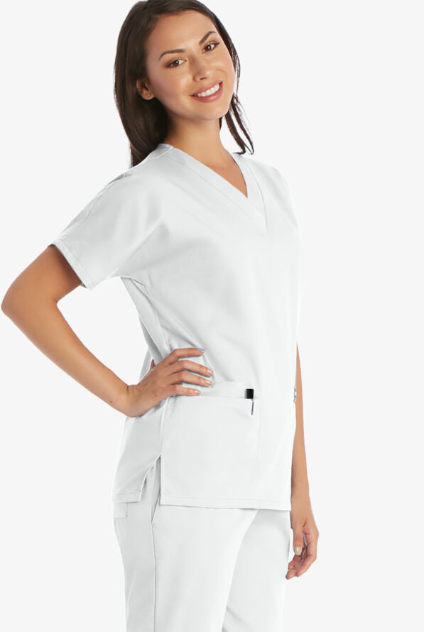 Cherokee Workwear Women's 3-Pocket V-Neck Scrub Top - White - 3