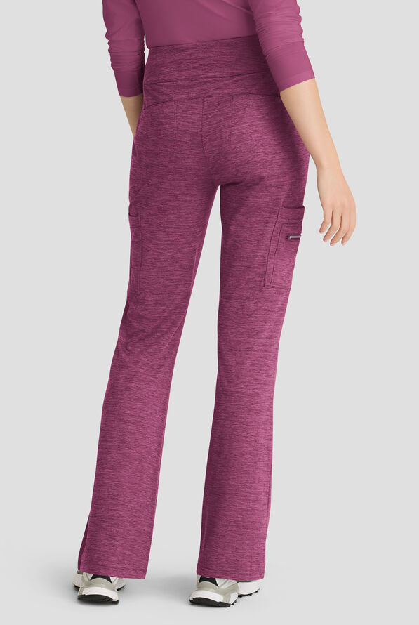 Barco One Performance Knit Sprint Women's 7-Pocket STRETCH High Waisted Fit & Flare Scrub Pant - Dark Mauve Heather - 2