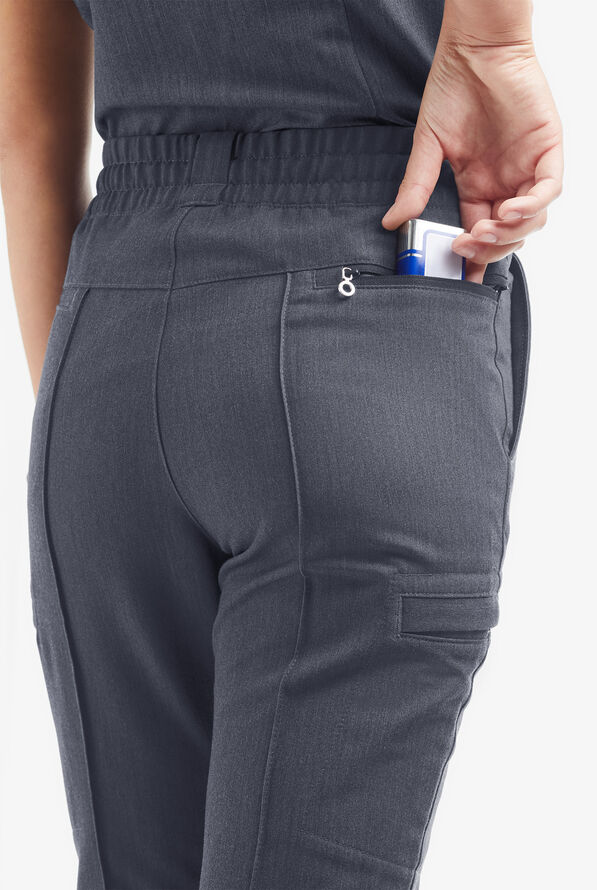 Movement by Butter-Soft Capricorn Women’s 7-Pocket Skinny Pintuck Scrub Pants - Indigo Heather - 3