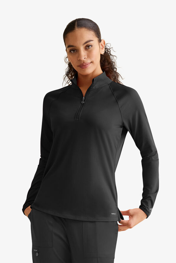 Healing Hands Limited Edition Milan Women's STRETCH Long Sleeve Knit Underscrub - Black - 2