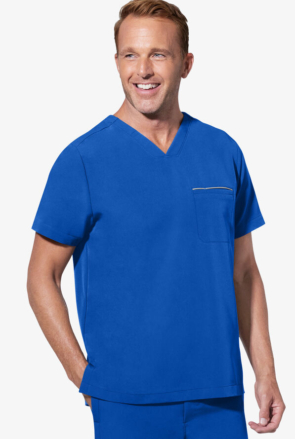 Camisa m&eacute;dica Healing Hands 360 Spencer STRETCH con cuello en V y 1 bolsillo para hombres - Royal - 2