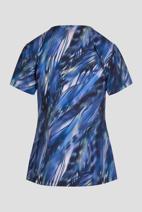Blusa médica estampada Dickies Watercolor Feather STRETCH con cuello en V y 2 bolsillos para mujer - null - 2