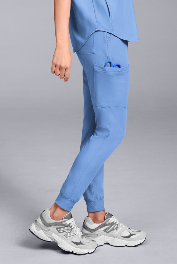 Hypothesis Women's Base 6-Pocket Jogger Scrub Pant - Ceil Blue - 3