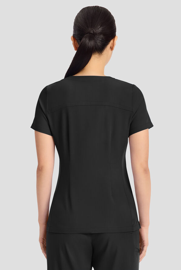 Blusa m&eacute;dica Healing Hands Quest Briana STRETCH con 3 bolsillos y cuello en Y para mujer - Black - 4
