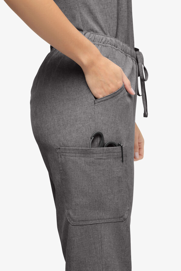 Easy STRETCH Eden Women's 4-Pocket Drawstring Scrub Pants - Petite - Graphite Heather - 3