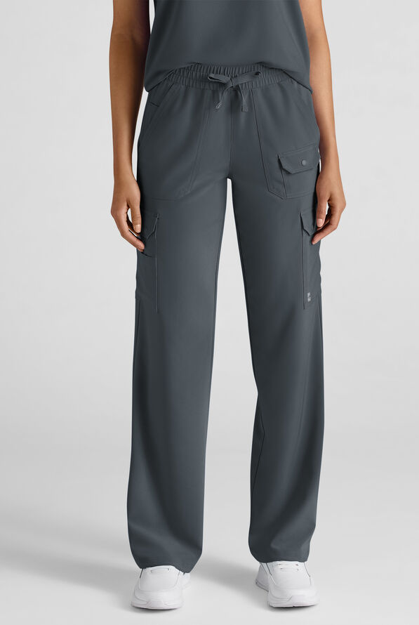 Easy STRETCH Ayo Women's 10-Pocket Cargo Scrub Pants - Petite - Pewter - 1