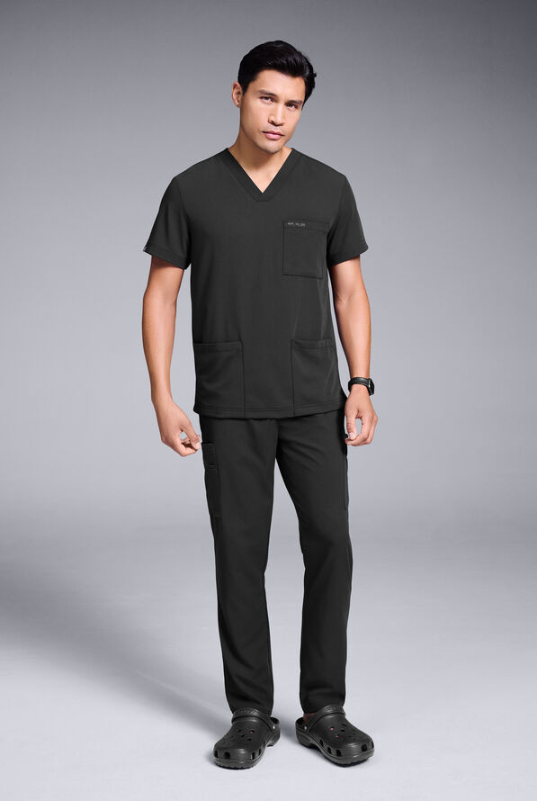 Hypothesis S-R Shift Ready Men's 4-Pocket V-Neck Scrub Top - Jet Black - 3