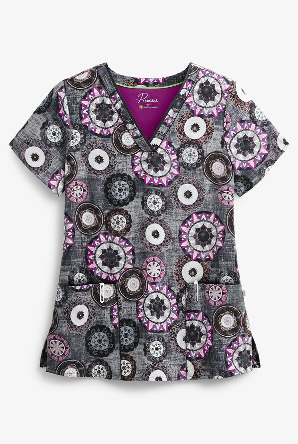 Healing Hands Premiere Amanda Festive Carnival Scrub Top, Print Scrubs
