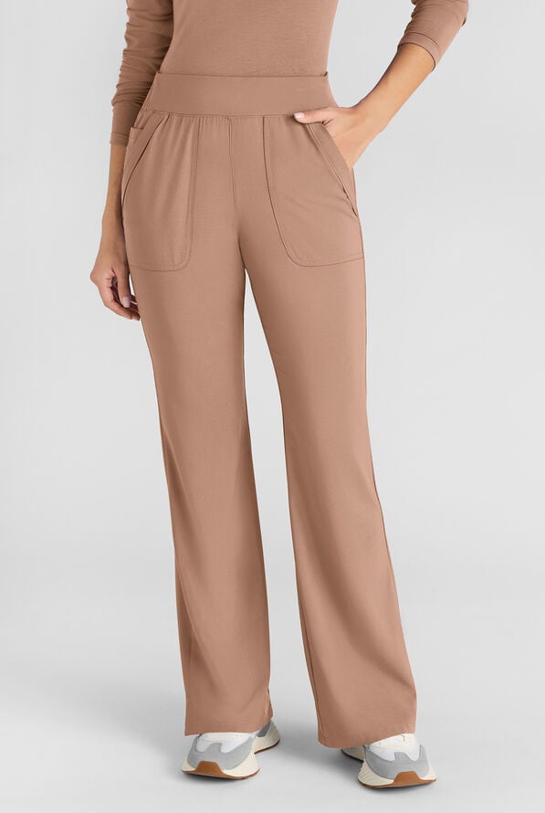 Pantal&oacute;n m&eacute;dico Easy STRETCH Sydney con piernas acampanadas y 5 bolsillos para mujer - Mono m&eacute;dico de 2 piezas - Warm Terrazzo - 2