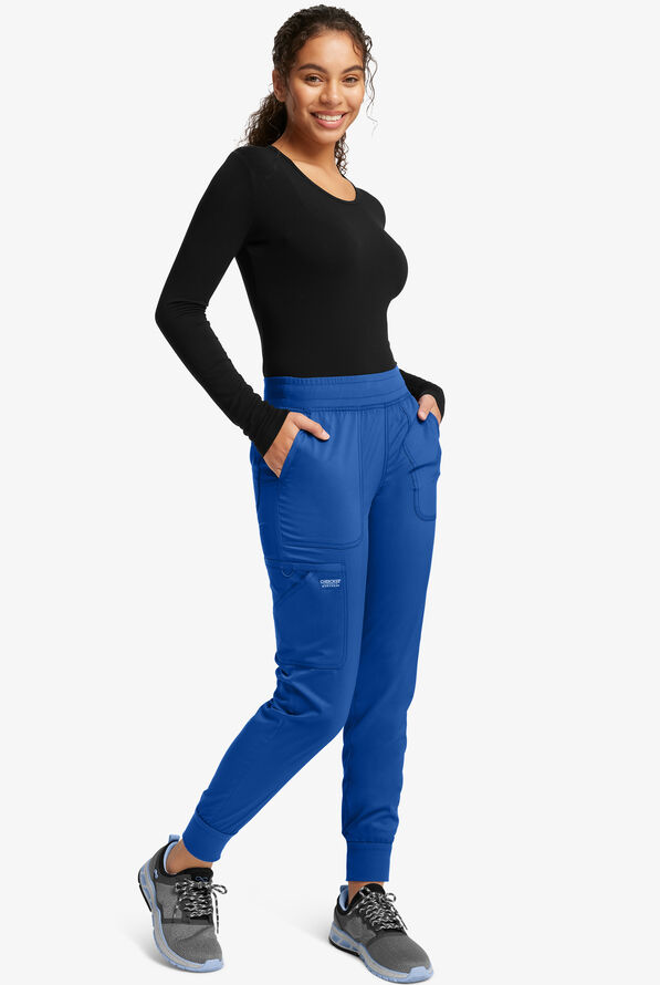 Cherokee Workwear Revolution Women's 5-Pocket STRETCH Cargo Jogger Scrub Pants - Royal - 4