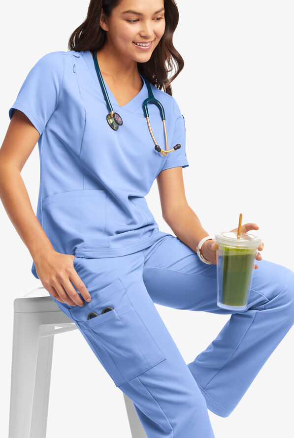 Butter-Soft Women's 13-Pocket Cargo Scrub Pants **Slightly IRREGULAR**&nbsp; - Ceil Blue - 7