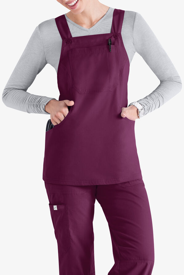 Butter-Soft Core Scrubs by UA™ Women's 5-Pocket Utility Overall Scrub Top - Wine - 3