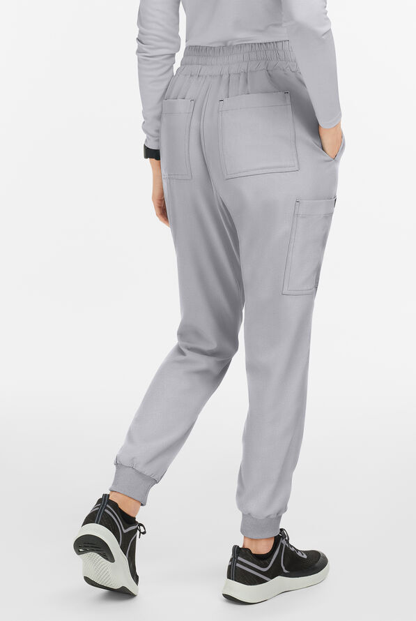 koi Basics Gemma Women's 5-Pocket STRETCH Cargo Jogger Scrub Pants - Platinum Grey - 3