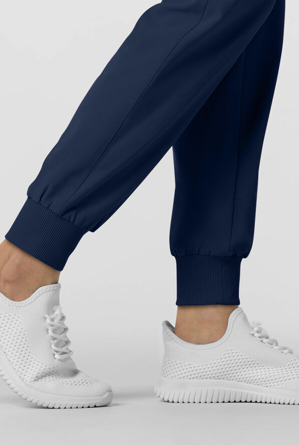 Wink Renew Women's 6-Pocket STRETCH Flat Front Drawstring Cargo Jogger Scrub Pant - Navy - 3