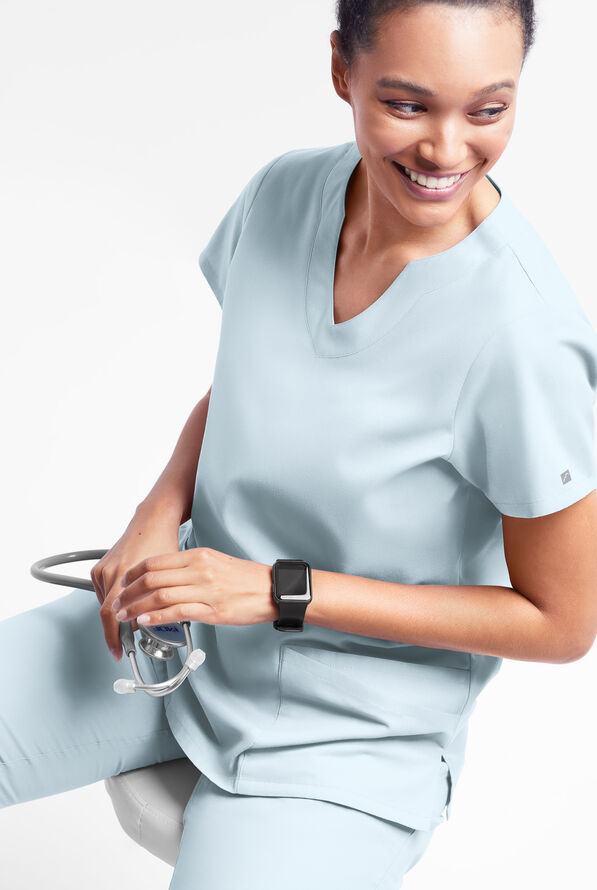 Butter-Soft Originals Women's 6-Pocket Scallop Neck Scrub Top - Morning Dew - 4