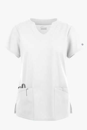 Blusa m&eacute;dica Butter-Soft Originals con cuello festoneado y 6 bolsillos para mujer