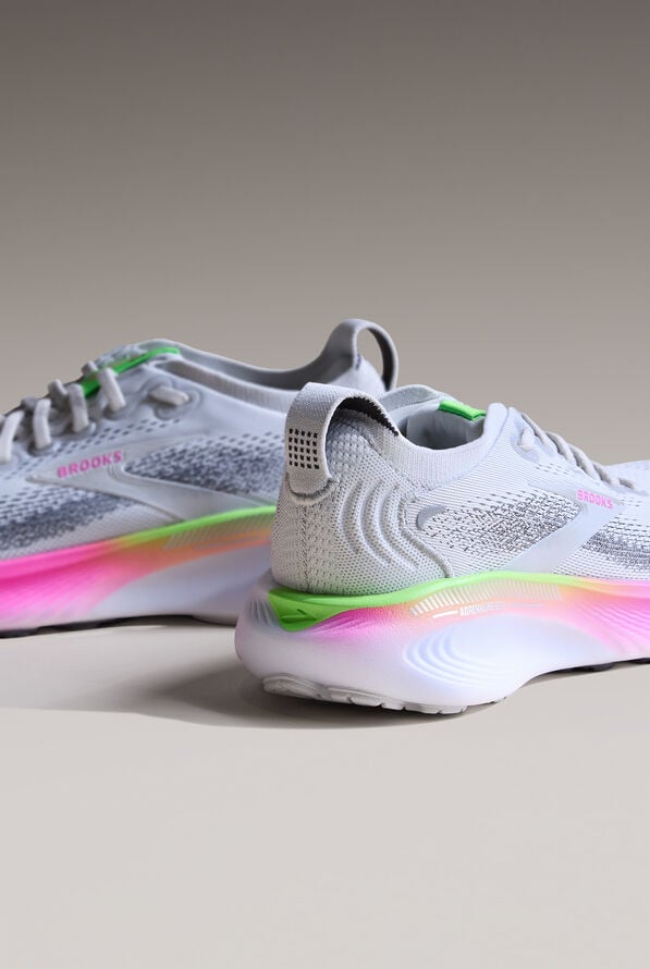 Brooks Women's Adrenaline GTS 25 Oyster/Pink/Green Athletic Lace Up Shoes - null - 8