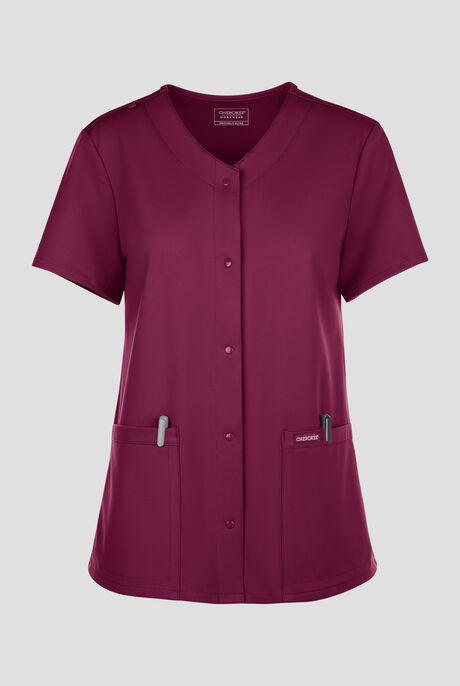 Cherokee Workwear Originals Ultra Women's 2-Pocket Snap Front V- Neck Scrub Top