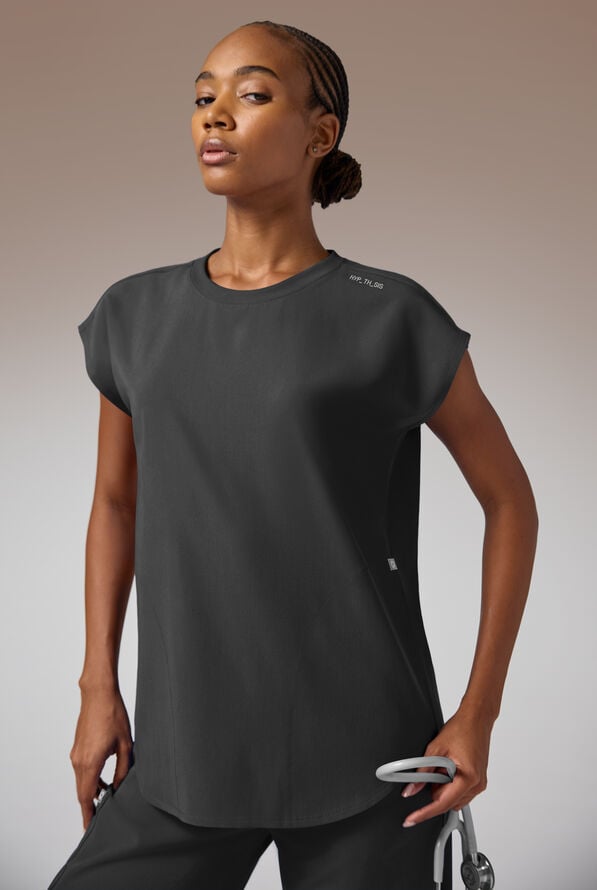 Blusa m&eacute;dica Hypothesis DM Crew de corte holgado con mangas dolm&aacute;n y 2 bolsillos para mujer - Jet Black - 4