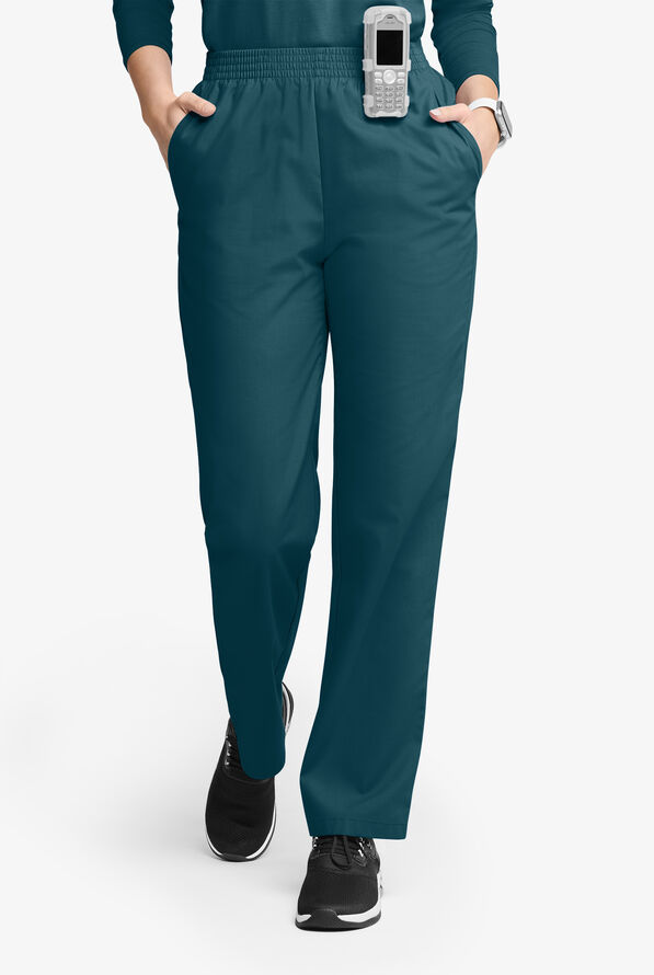 Butter-Soft Originals Women's 2-Pocket High Waisted Straight Leg Scrub Pants - Caribbean Blue - 1