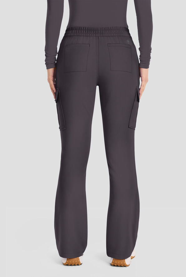 Healing Hands Quest Blair Women's 6-Pocket STRETCH Flare Leg Drawstring Cargo Scrub Pants - Petite - Pewter - 4