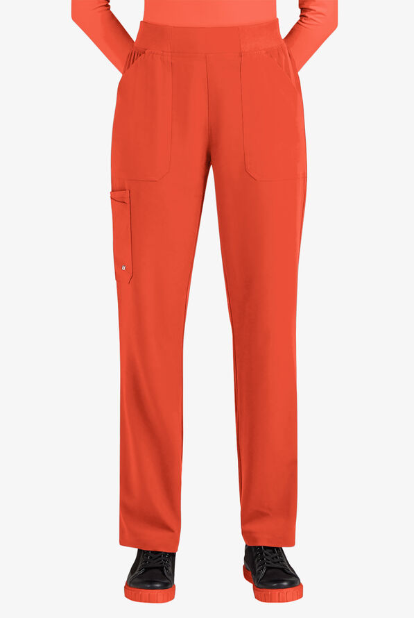 koi Next Gen Jump Start Women's 7-Pocket STRETCH Boot Cut Cargo Scrub Pants - Burnt Umber - 1