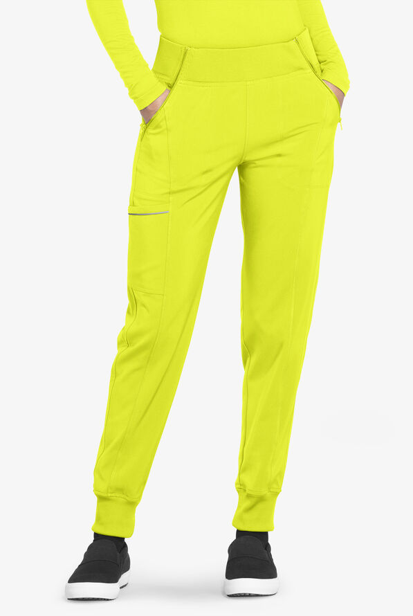 Infinity Women's 5-Pocket STRETCH Tapered Jogger Cargo Scrub Pants - Lime Time - 1