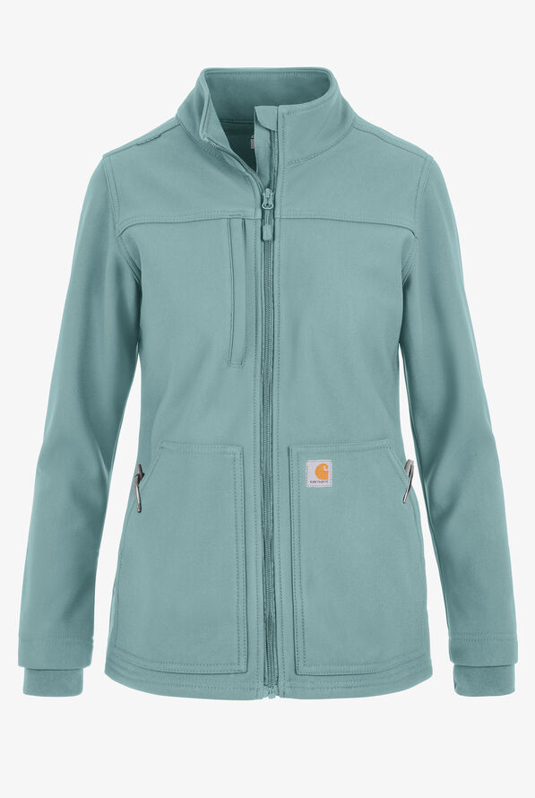 Carhartt Force Rugged Flex Women's 3-Pocket Bonded Fleece Scrub Jacket - Summer Blue - 1