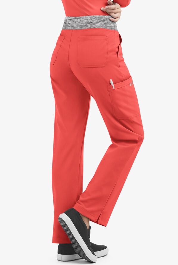 Pantal&oacute;n m&eacute;dico Easy STRETCH Sienna estilo yoga deportivo con 5 bolsillos para mujer - Spiced Coral/Silver Melange - 2
