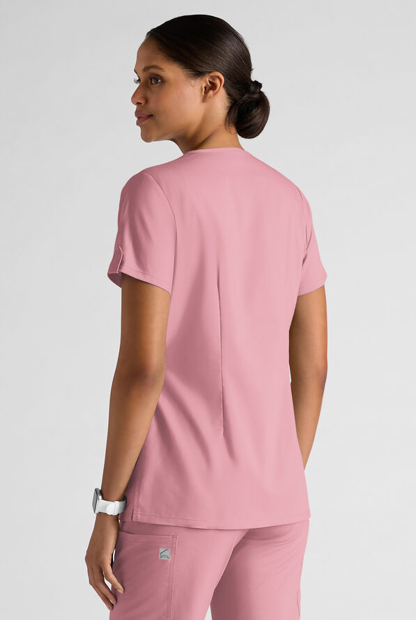 Butter-Soft STRETCH FLXTEK+ Women's 6-Pocket V-Neck Scrub Top - Cosmo Pink - 2