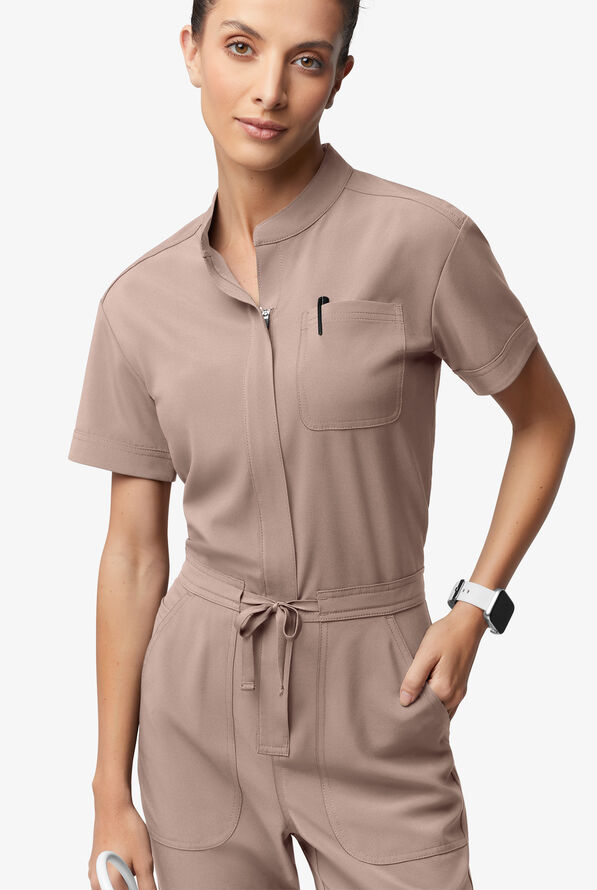 Mono médico Easy STRETCH Allie con mangas cortas y 6 bolsillos para mujer - Mocha Meringue - 2