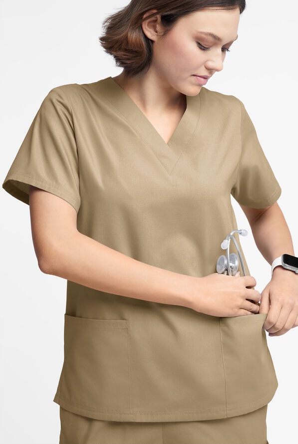 Butter-Soft Originals Women's 2-Pocket V-Neck Scrub Top - Golden Sand - 4