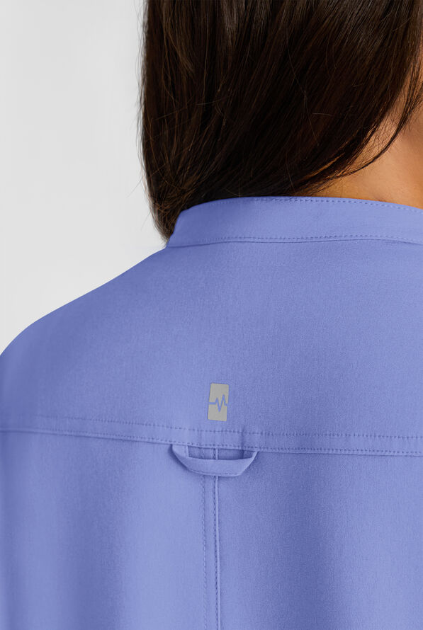 Easy STRETCH Bella Women's 1-Pocket Henley Scrub Top - Ceil Blue - 5