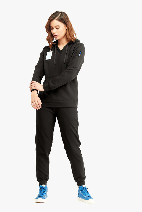 Sudadera médica Keswi con mangas largas y capucha para mujer - Black - 4