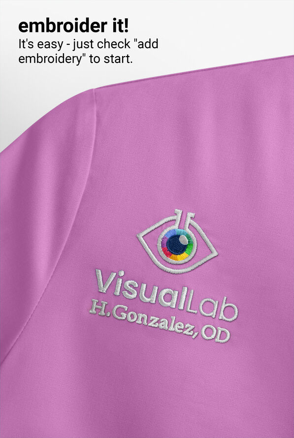 Blusa m&eacute;dica Butter-Soft STRETCH con cuello asim&eacute;trico tipo ojo de cerradura y 2 bolsillos para mujer - Rosebud - 5