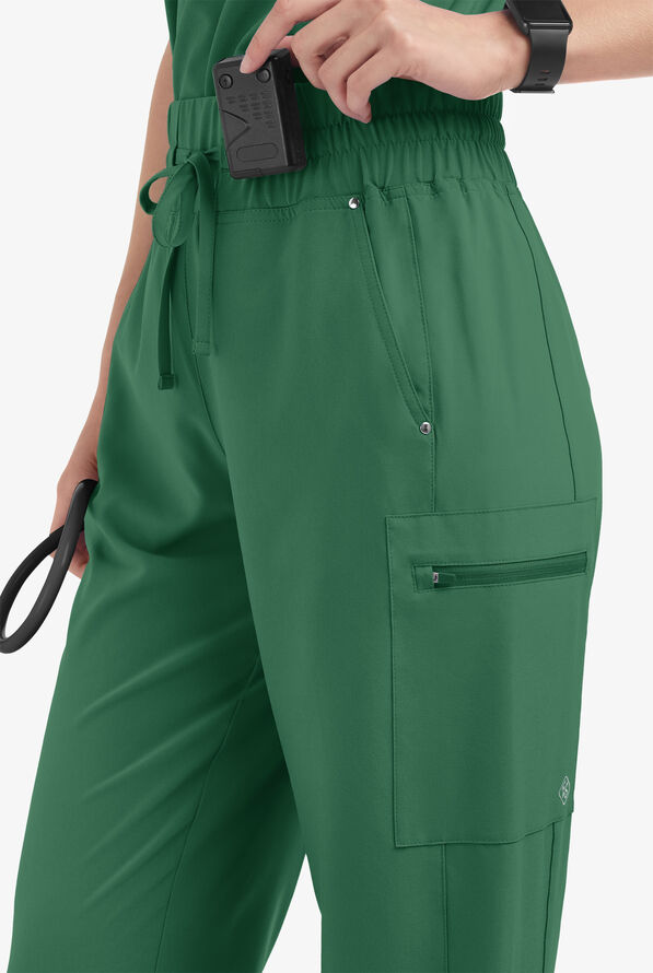 Easy STRETCH Ellie Women's 5-Pocket High Waisted Wide Leg Scrub Pants - Tall - Hunter - 2
