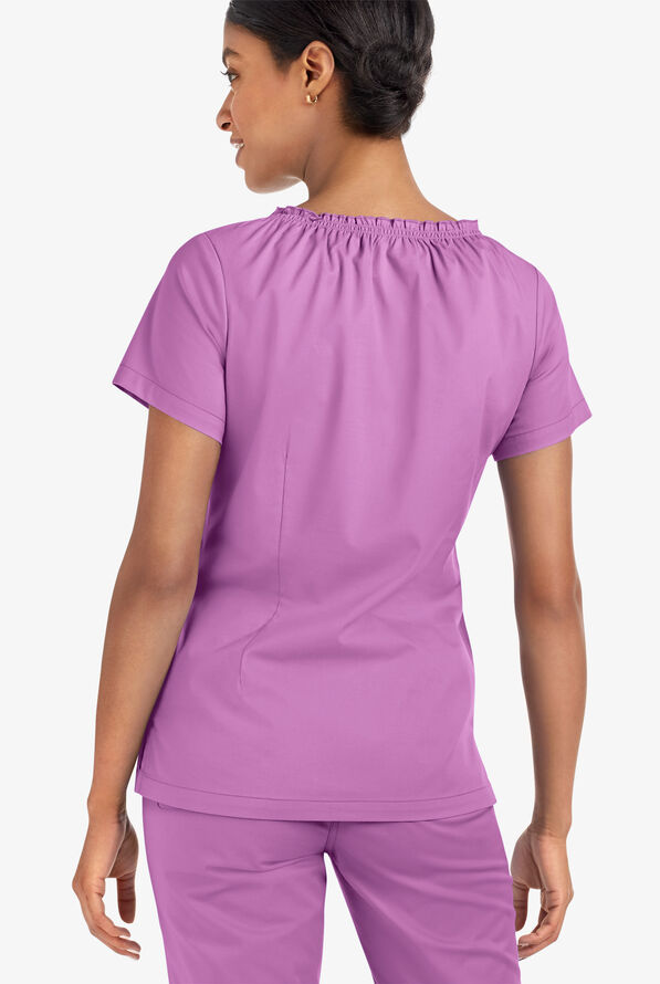 Blusa m&eacute;dica UA Butter-Soft STRETCH estilo campesina con mangas cortas y 6 bolsillos para mujer - Orchid - 4