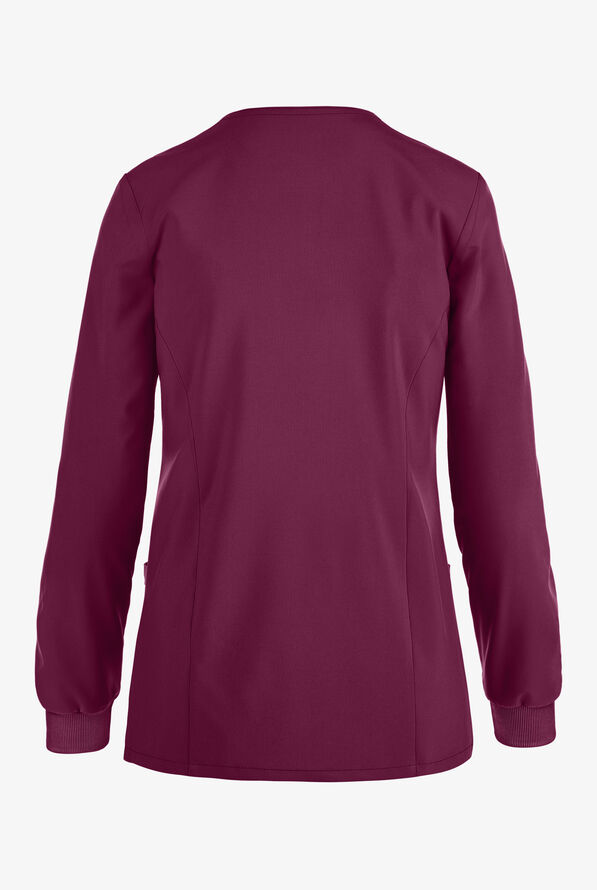 Dickies EDS Essentials Women's 2-Pocket STRETCH Snap Front Scrub Jacket - Wine - 2