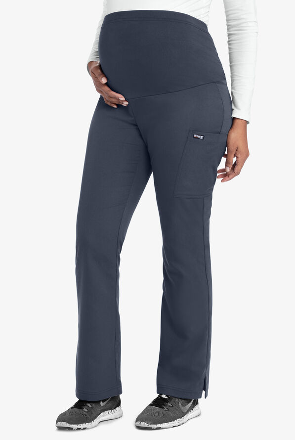 Pantalón médico de maternidad Grey's Anatomy estilo cargo con cintura tejida y 1 bolsillo para mujer - Steel Gray - 1
