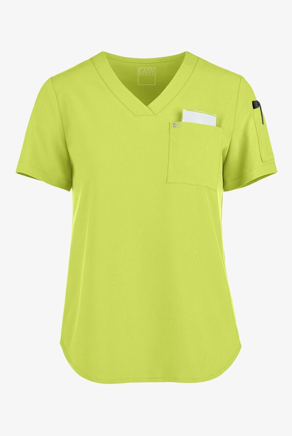 Easy STRETCH Chloe Women's 3-Pocket V-Neck Tuck-In Scrub Top - Fresh Lime - 1