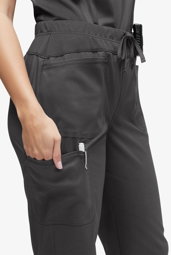 UA Exclusive Cherokee Workwear Revolution Women's 4-Pocket STRETCH Cargo Jogger Scrub Pants - Pewter - 4
