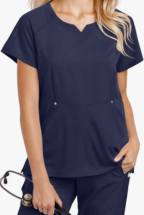Blusa médica Lauderdale By UA Revenna STRETCH con mangas raglán y 2 bolsillos para mujer - Navy - 2