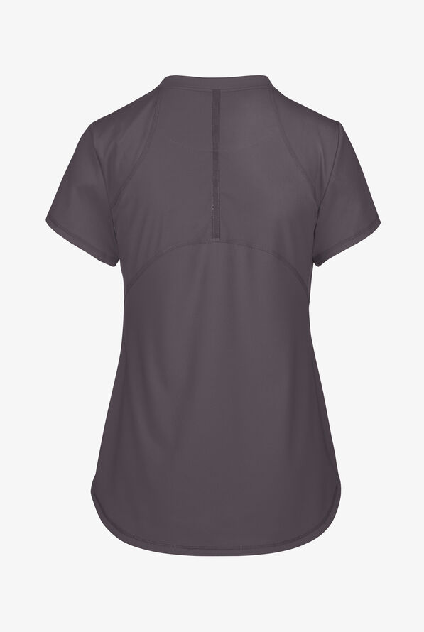 Grey's Anatomy by Barco Knit STRETCH Define Women's 2-Pocket Banded Notched V-Neck Scrub Top - Steel Gray - 2