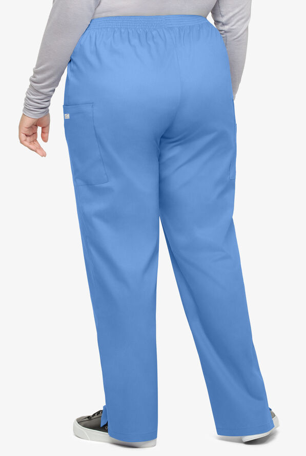 Butter-Soft STRETCH Women's 3-Pocket Plus Size Pull On Scrub Pants - Ceil Blue - 2