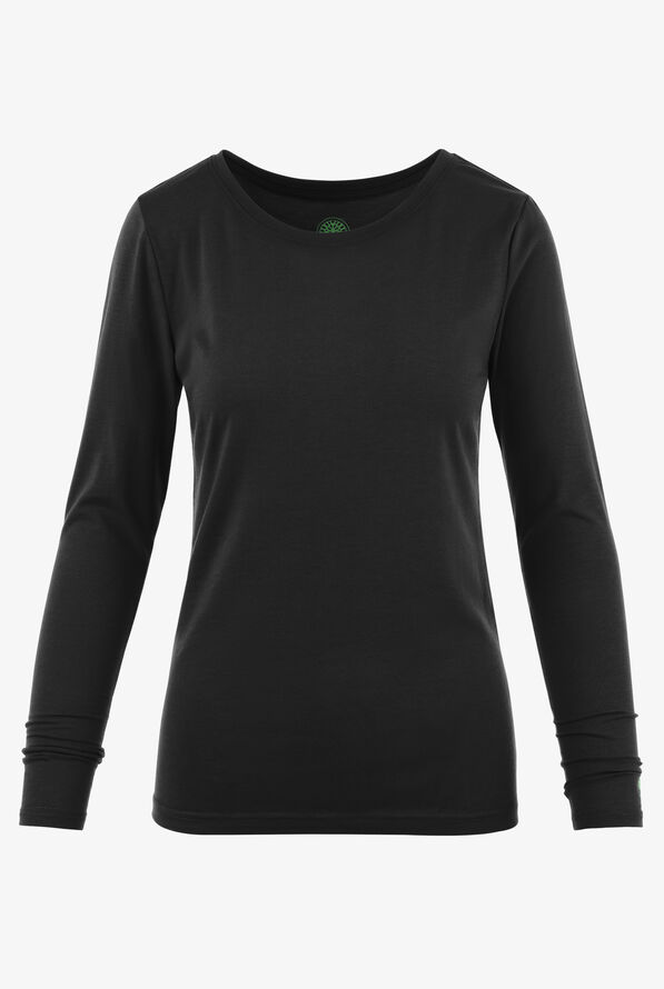 Healing Hands Melissa Women's STRETCH Long Sleeve Knit Underscrub - Black - 1