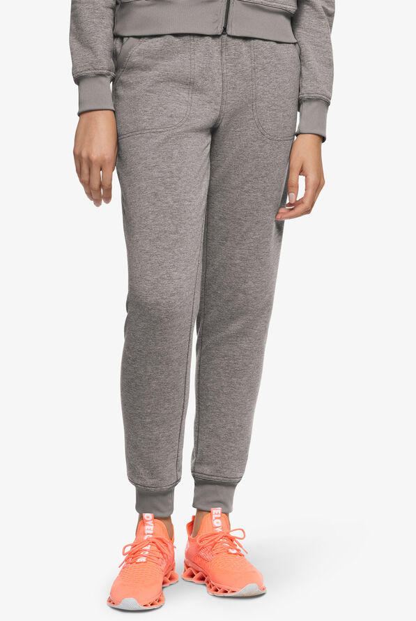 Med Couture Amp Women's 2-Pocket STRETCH Knit Jogger Scrub Pant - Heather Grey - 1